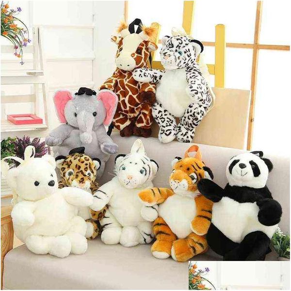 40cm Creative Peluche Animaux Sacs à dos Enfants Stuff Sac à dos Léopard Tigre Panda Ours polaire Girafe Sac d'école Ldren Cadeau Drop Livraison Dh3Ru