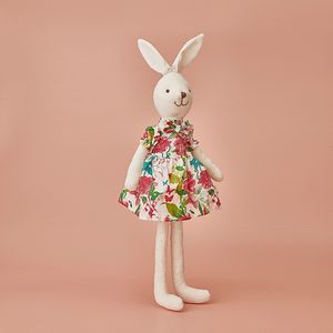 Lapin en peluche blanc dans une robe florale, 40CM, en tissu, cadeau de Festival, jouets pour enfants, décoration de maison
