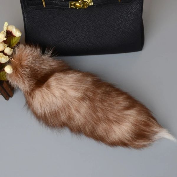 40 cm à fourrure Animal Tails Keychain Cadeaux mignons en peluche Fox Tail Keyrings pour les femmes sac sac à dos Car clés Charmes en gros