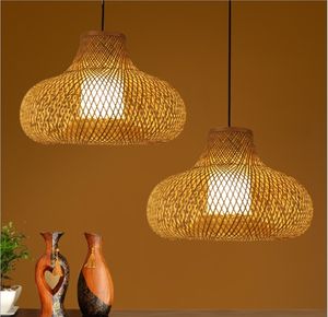 40 cm hand bamboe lamp rieten rattan kalebas schaduw hanglamp armatuur Aziatische land ophanging plafond plafond plafond plafond tafelzaal