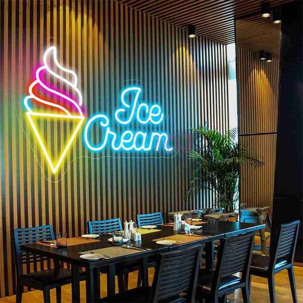 40 cm Helado Letrero de neón Luces Restaurante Café Decoración de la habitación Colgante de pared Letrero LED de neón Tienda USB Letrero Luces de neón Lámparas LED HKD230825