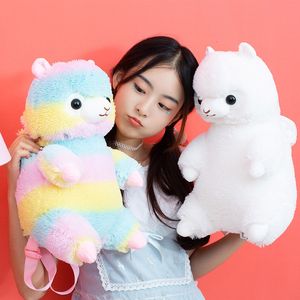 Mochila de felpa de Alpaca Kawaii de 40cm, juguete de peluche suave de Alpaca arcoíris, bolso de hombro, muñeca encantadora, regalo de cumpleaños para niños y niñas