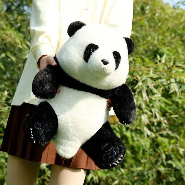 40 cm Kawaii vraie vie en peluche Panda jouets bel oreiller Panda en peluche doux Simulation animal ours poupée cadeau d'anniversaire pour les enfants 240202