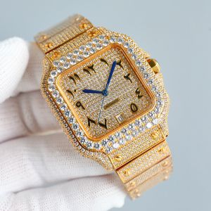 40 mm herenhorloges designer horloges populair luxe horloge 4555 stuks diamanten saffier gezicht goud zilver kleuren Zwitsers quartz uurwerk snelle levering