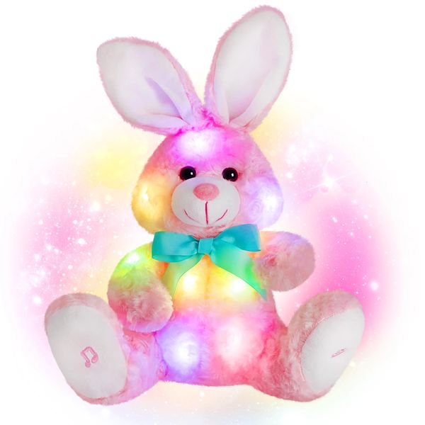 40 cm rose LED lumière musicale lapin poupée jouets en peluche coussins lapin cadeau d'anniversaire haute qualité animaux en peluche pour filles enfants 231228