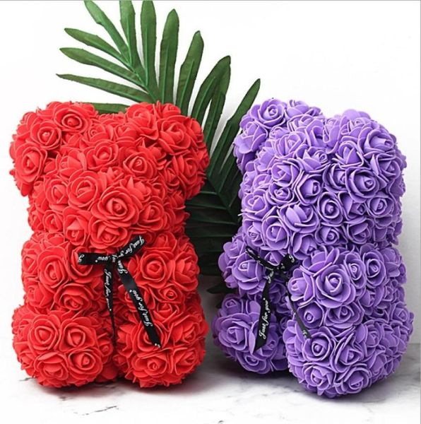 40 cm Rose Bear Valentines Gift PE Fleur ours Romance Romance artificielle Fleur Fleur Rose ours avec box9105053