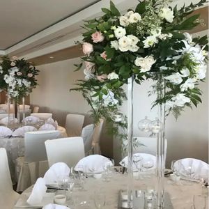 40 cm à 130 cm de haut) Fleur artificielle Rose blanche chemin floral allée centres de table de mariage et décoration de table support floral support de toile de fond carré de mariage pour la fête