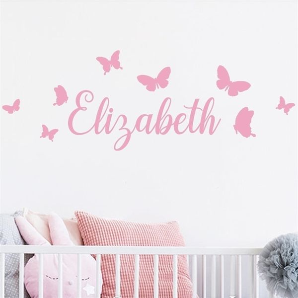 40 cm de ancho Nombre personalizado Calcomanía para la habitación de los niños DIY Calcomanías Lindas pegatinas de la cabecera de la guardería Decoración de la pared personalizada LC1215 220621