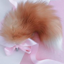 40cm16quot Echte Crystal Fox Fur Tail Plug roestvrij staal volwassen grappige seksuele anale butt cosplay Toy6428310