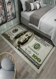 40cm90 cm cratieve niet -slipruimte Tapijt Rug moderne woninginrichting tapijtloper dollar bedrukt tapijt honderd dollar 100 bill print QQASF4947508