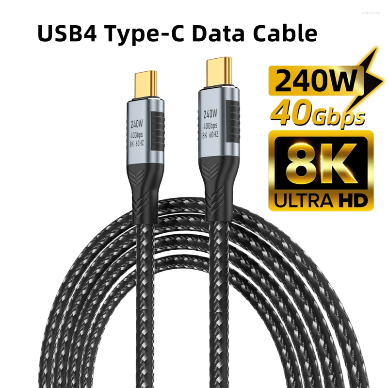 40 Gbps USB C Thunderbolt 3 Linia danych PD3.1 240 W 5A Szybki kabel 8K60Hz Wyświetlacz dla urządzeń dokowania PC TYPE-C