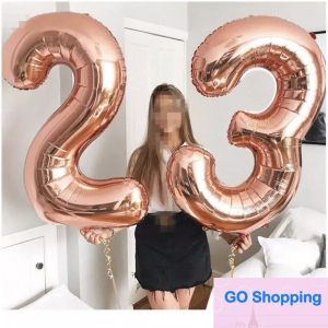 40inch Big Foil Birthday Balloons Helium Number Balloon 0-9 Happy Birthday Wedding Party Decorations Shower Large Figure Classic