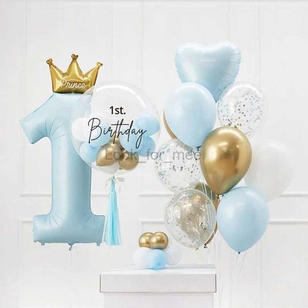 40 pouces Prince Couronne Numéro Feuille Ballons 1er Anniversaire Décorations De Fête Enfants Garçon Fille Premier Anniversaire Globos Fournitures HKD230808