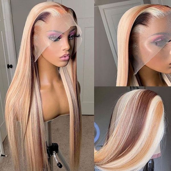 Peluca de cabello humano con encaje frontal recto de 40 pulgadas Pelucas frontales de encaje completo 360 Pelucas de cosplay sintéticas de color rojo/azul/púrpura/rosa/naranja para mujeres
