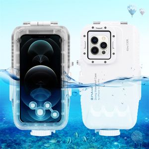 Estuches de buceo a prueba de agua de 40 m / 130 pies Carcasa para tomar videos de fotos Cubierta subacuática para iPhone 12 Pro Max Mini Color blanco