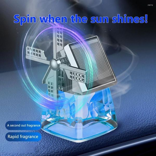 40ml Car Air Freshener Windmill Design Double-face Solar Panel Purification Powered Rotation