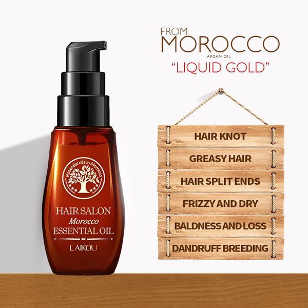 Huile essentielle de cheveux d'argan pur du Maroc de 40ML pour le traitement multifonctionnel de cuir chevelu de cheveux 6pcs