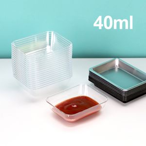 40ml Rectangle Transparent Clair Plats Jetables À Sortir Vaisselle Sushi Condiment Plat Assaisonnement Plateaux Assiette À Sauce