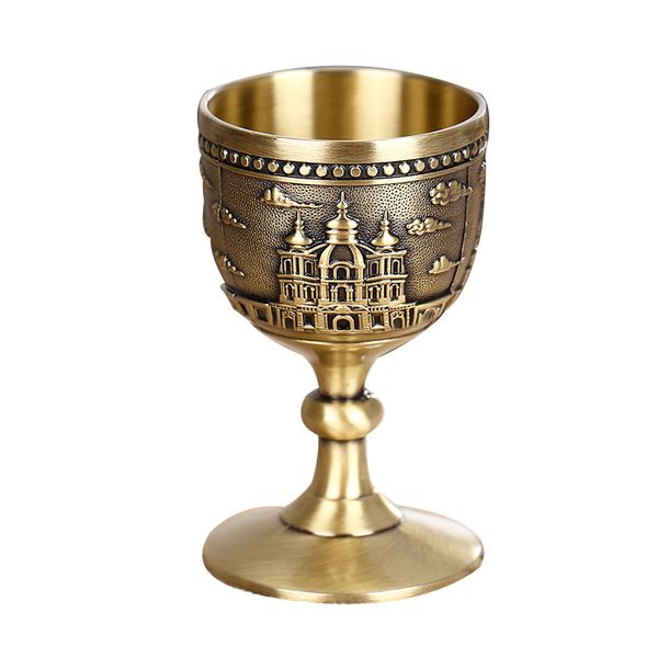 Gobelet à calice à vin Vintage en métal gaufré, tasse à vin gothique pour décoration de fête, accessoires de mariage, cadeau LX4662, 40ml