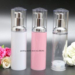 Bouteille à pompe sans air en plastique blanc/transparent/rose de 40ML, sérum/lotion/fond de teint liquide/essence/émulsion, emballage cosmétique pour soins de la peau