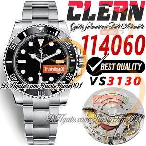 40mm 114060 VR3130 Automatic Mens Watch Clean CF V5 Céramique Céraque noire Dial 904L