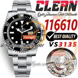 40 mm 116610 VR3135 Automatische heren Watch Clean CF V5 Ceramic Bezel Black Dial 904L roestvrij staal SS Bracelet Super Edition TrustyTime001 WolsWatch Reloj HOMBRE