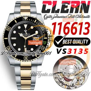 40mm 116613 VR3135 Mentille automatique montre Clean CF V5 Céramique Black Black Dial Two Tone Yellow Gold 904L Bracelet en acier inoxydable Super Edition TrusyTime001