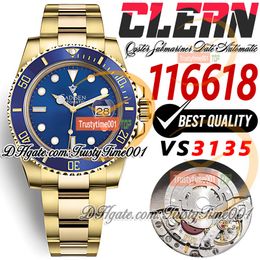 40 mm 116618 VR3135 Automatische heren Watch Clean CF V5 keramische ringblauwe wijzerplaat 18k geel goud 904L roestvrijstalen bracelet super editie TrustyTime001 horloges HOMBRE