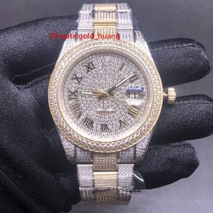 40MM All Diamond Watch Montres mécaniques automatiques pour hommes Montres-bracelets en acier inoxydable Montre-bracelet de créateur d'affaires classique Cadran romain en or jaune argent