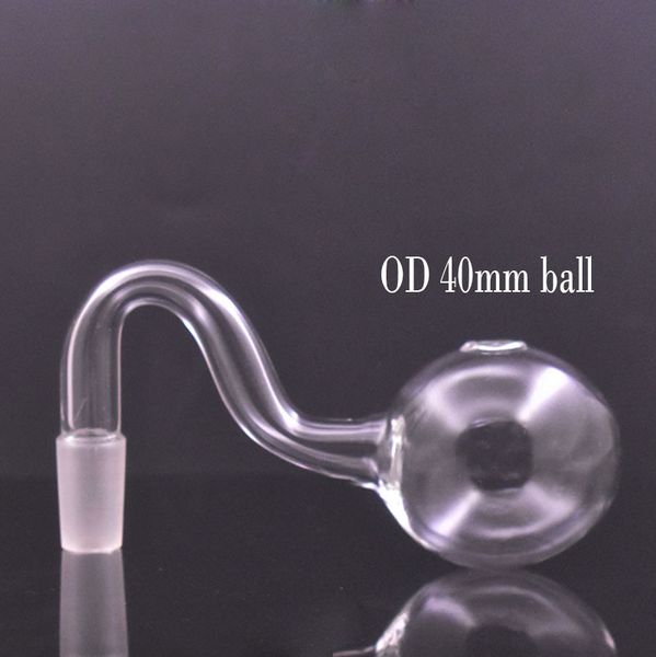 40mm Big Size Bowl Glass Oil Burner Pipes Bent 10mm 14mm 18mm Male Female Oil Nail Pipe for Rigs Bongs Smoking Accessories