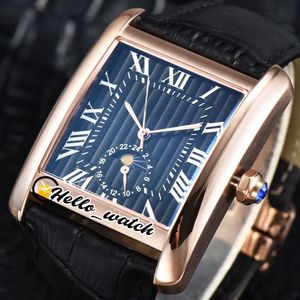 40 mm Dial negro W5330001 Relojes Fase lunar Reloj automático para hombre Caja de oro rosa Correa de cuero de 4 colores Alta calidad HWCR Hello_Watch