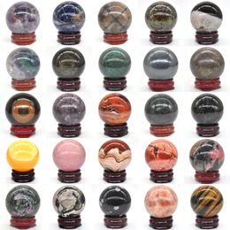 40 mm Gemstones Sphere Healing Crystals Decoración del hogar Reiki Wicca Natural Ball Mineral Gema Masaje Gema Globe Regalo 231227