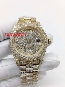 40MM Hip Hop or Diamant Montres 904 Montre En Acier Inoxydable diamants Visage avec Bracelet En Diamant Automatique Mens Montre-Bracelet