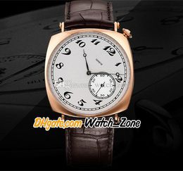 40 mm Historiques American 1921 82035 Reloj automático para hombre 82035/000R-9359 Esfera blanca Caja de oro rosa Relojes con correa de cuero marrón Watch_Zone WZVC