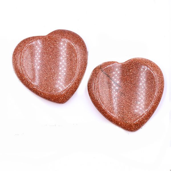 40mm en vrac coeur pierre de guérison amour poche paume Goldstone pierre d'inquiétude pour l'anxiété Reiki équilibrage roches pierres précieuses ferme cuisine maison