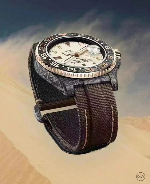 40MM hommes montre automatique 3186 mouvement GMT everose montre-bracelet en fibre de carbone lunette bracelet de qualité supérieure étanche saphir cristal lumière sport porter