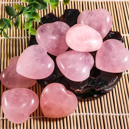 40mm natürliche rosa Rosenquarz Stein Kristall Herz Ornament Chakra Heilung Reiki Perlen für Schmuck machen DIY Geschenk Dekoration