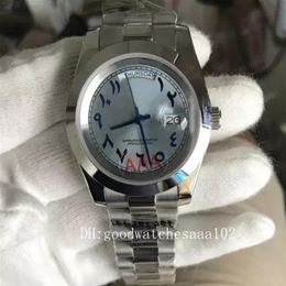 40mm nuevo lujo 228206 reloj para hombre número árabe esfera azul movimiento mecánico automático relojes de acero inoxidable para hombre Wristwa251s