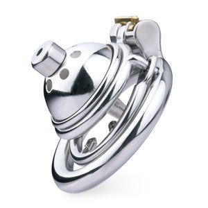 Jaula de castidad masculina de acero inoxidable corta de 40mm con pinchos, anillo antiapagado, tubo uretral hueco, anillo de Metal para el pene, Toi sexual para hombre