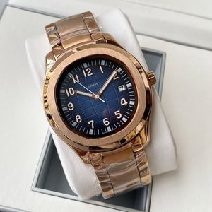 40 mm Sport Aquanaut 5167/1A 5167/1 Automatische heren Watch D-Blue Textuur Dial Rose Gold Steel Bracelet Gents Horloges Polshorloges TWPP TimeZoneWatch E221C4