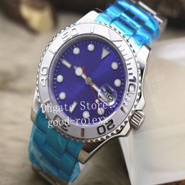 Relojes de 40 mm Watch Men Luminous Automatic 2813 Asia Gris Blue Dial Masta Sport Mechanical Steel Sapphire Caja de goma Auto D 219Z