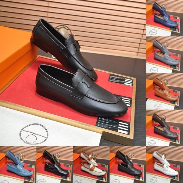 40Modèle Color Block Véritable Cuir Hommes Formelle Oxford Chaussures Cap Toe Slip On Brogue Business Party Élégant Gentleman Designer Robe Chaussures pour Hommes