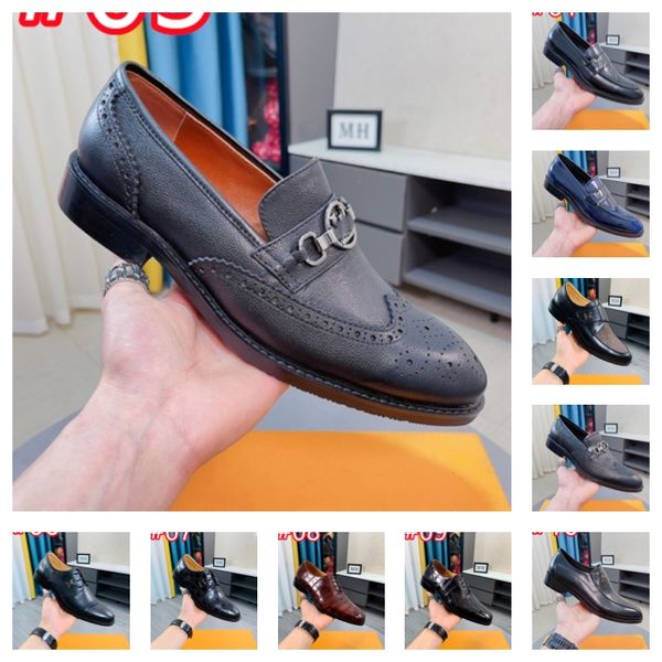 40model Luxury hommes Chaussures formelles en cuir classiques Autruche Brogue imprimé toe toe ajusté boucle de bureau