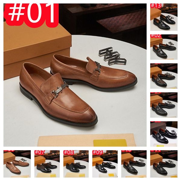 40Model Hommes Chaussures en cuir verni haut de gamme Chaussures de mariage blanches Taille 38-45 Cuir noir Low Top Soft Men Designer Robe Chaussures Solides Plus Taille 38-47