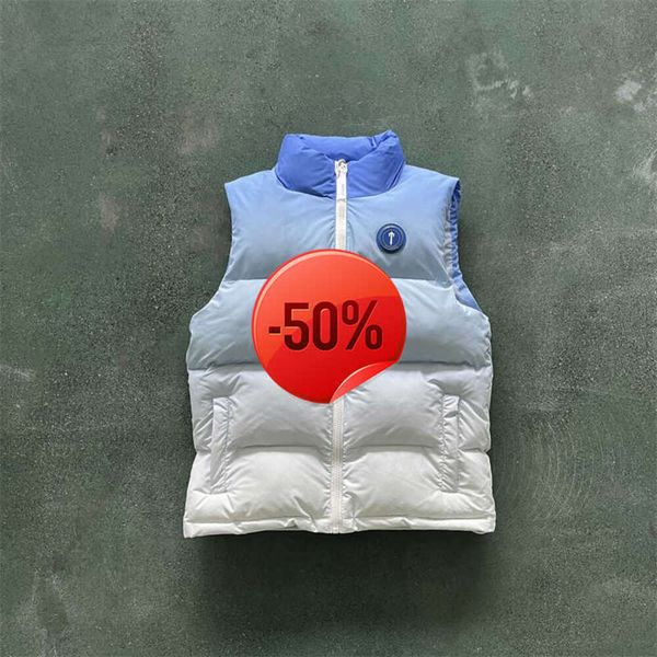 40off ~ Parkas pour hommes 2022 Nouveaux hommes Veste Trapstar Irongate Badge Gilte-ice Blue 1 Top qualité lettrage brodé fermeture éclair gilet femme manteau