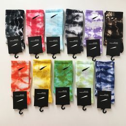 40off ~ Calcetines tech polar tie-dye medias para hombre calcetines coloridos calcetín de moda para mujer transpirable algodón fútbol baloncesto deportes hombres
