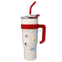 40oz geïsoleerde beker waterfles met deksel en rietje reisaccessoire kopjes voor koffie water hete thee ijswater smoothie ijsblokjes HKD230803