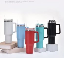 40oz roestvrijstalen tuimelaar met handgreep dekst stro op grote capaciteit bier mok warmte conservering water fles buiten camping vacuüm geïsoleerde drinktumblers cup