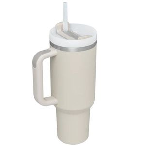 Vasos de acero inoxidable de 40 oz Tazas con mango de silicona Tapa Paja Segunda generación Gran capacidad Viajes Tazas de automóvil Vacío al aire libre Insul233f