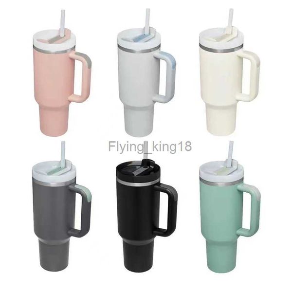 Vaso aislado al vacío de acero inoxidable de 40 oz con asa y tapa de pajita para agua fría caliente té helado o batido de café Más HKD230807